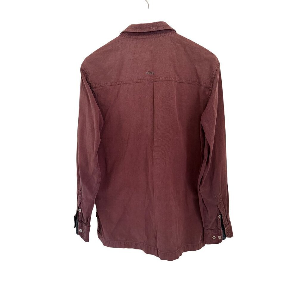 KÜHL long-sleeve button-down shirt fronts pockets washed burgundy/brown Size Med - Picture 4 of 8